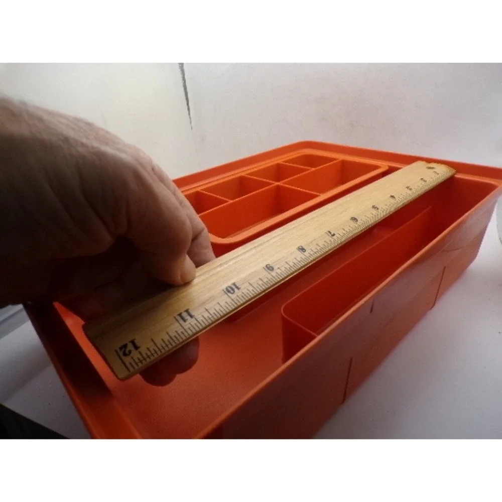 Vintage Tupperware Tuppercraft Orange Craft Organizer Box 1421-5 with Tray Lid